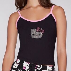 Sanrio Hello Kitty X Forever 21 Rhinestone Cami Black & PinkTank Top Size Small